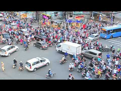Rush Hour Traffic with motorcycle in Ho Chi Minh city - Vietnam