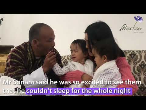 Separated twins Nima and Dawa arrive home in Bhutan