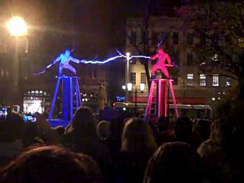 Two men + two Tesla coils + special suits = ELECTRICITY FIGHT!