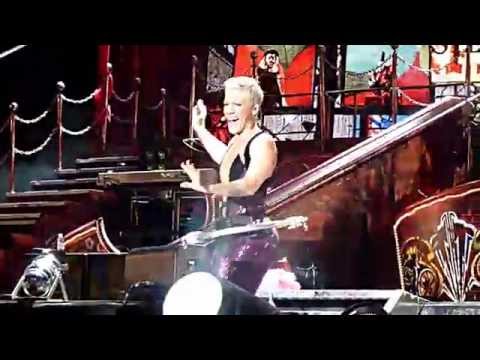 Pink falls off stage during Germany concert