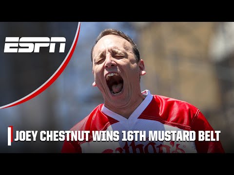 Joey Chestnut downs 62 hot dogs at 2023 Nathan&#039;s Famous Hot Dog Contest to win 16th title 🌭🤯