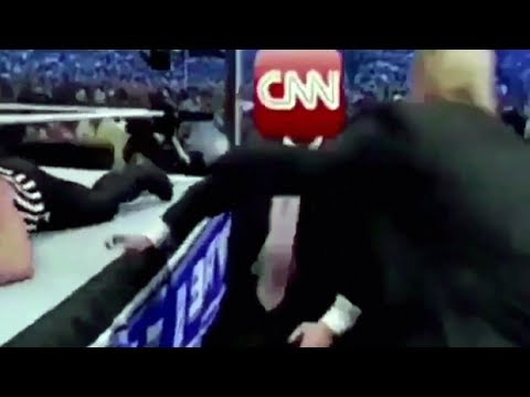 Trump beats up CNN in wrestling meme tweet