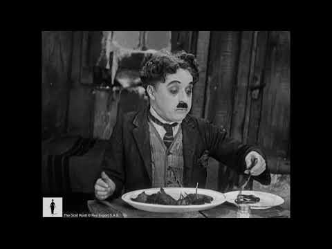 Charlie Chaplin eats his shoe for Thanksgiving - The Gold Rush (1942 version)