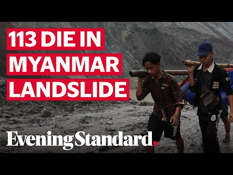 Dramatic moment landslide engulfs Jade mine in Myanmar killing 113