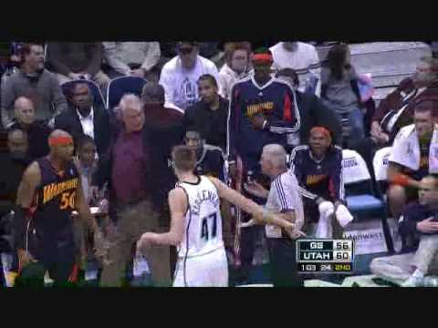 Fan blows whistle from the stands giving the Jazz an easy dunk!