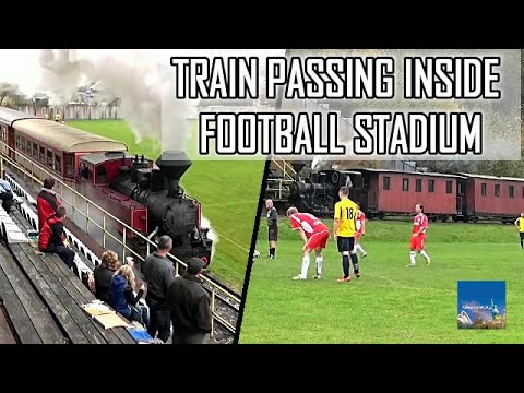 TRAIN passing inside FOOTBALL stadium : Amazing football stadium : Train football stadium