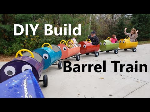 ✅ How to Build a Barrel Train - Plans - DIY Kid&#039;s Amusement Ride - Trackless Train