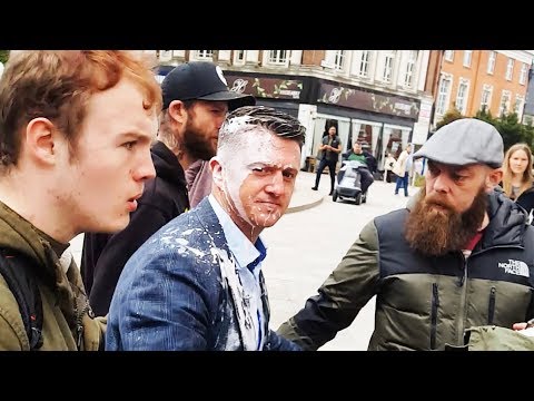 Man Throws Milkshake at Tommy Robinson in Warrington [FULL VIDEO]