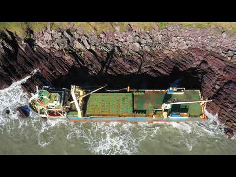 MV Alta Shipwreck Ireland Ballycotton co. Cork aerial 4K video