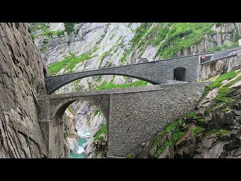 Switzerland: Devils Bridge at Schöllenen Gorge - Teufelsbrücke - Reuss