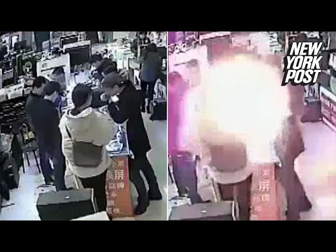 iPhone battery explodes into a fireball after a man bites into it