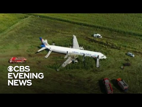 Russian jet passengers survive emergency landing in cornfield