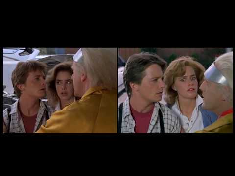 Back to the Future - comparing the last scene in Part I with the first scene in Part II