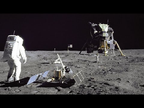 Restored Apollo 11 Moonwalk - Original NASA EVA Mission Video - Walking on the Moon