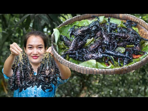 Deep fried Scorpions in my village #cooking