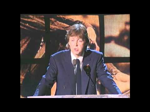 Paul McCartney inducts John Lennon into the Rock and Roll Hall of Fame