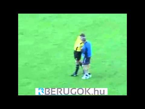 Referee Tomas Fidra being sent off after being drunk