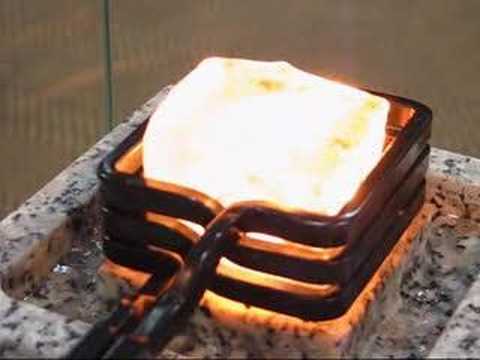Red-hot ice cube by induction heating