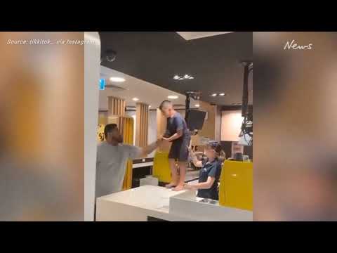 Boy has public meltdown at McDonald&#039;s, attacks staff with thick shake.