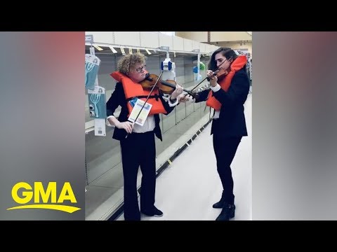 Violinists perform an ode to the empty shelves of toilet paper | GMA