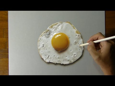 Drawing of a fried egg - How to draw 3D Art
