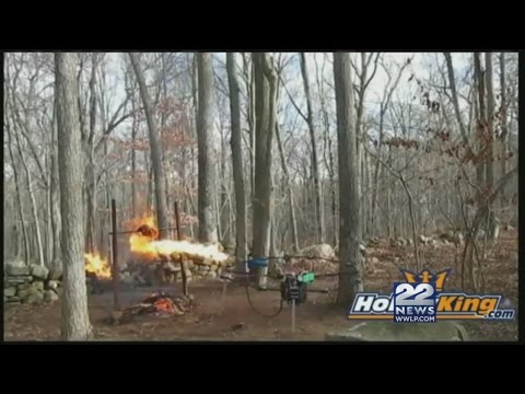 Flamethrower attached to a drone used to cook a turkey