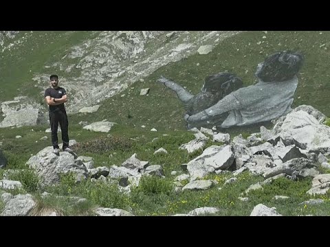 French artist Saype unveils giant fresco at the foot of Mont Blanc