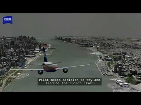 Hudson River Plane Landing (US Airways 1549) Animation with Audio