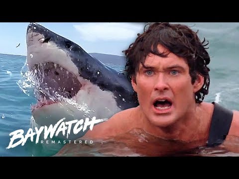 Great White Shark ATTACK On Baywatch! Will Mitch Save Jill?! Baywatch Remastered