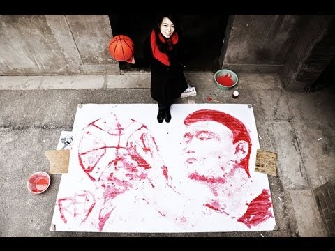 Red - Yao Ming Portrait with a Basketball