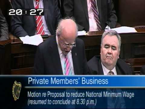 Deputy Michael D Higgins speaking on reducing the minimum wage during the Labour PMM