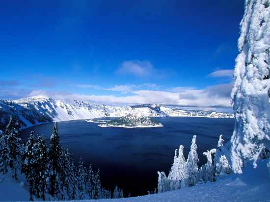 Crater Lake In Winter Oregon