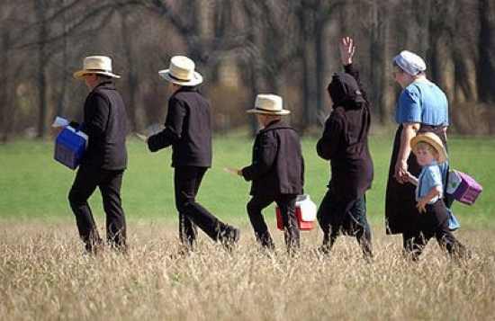 Amish Family Walking