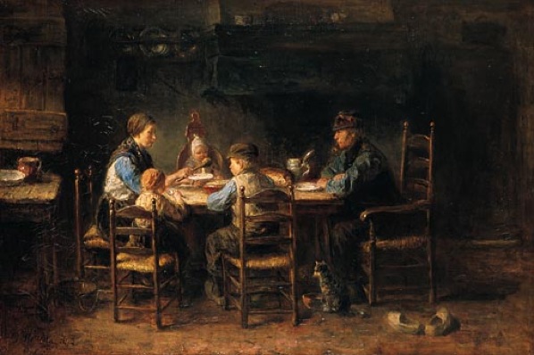 Peasants eating dinner