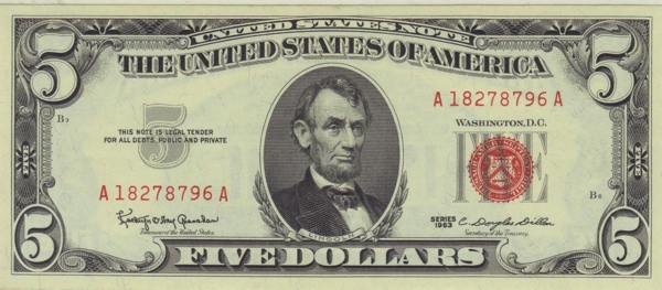 Jfk $5 U.S. Note 001