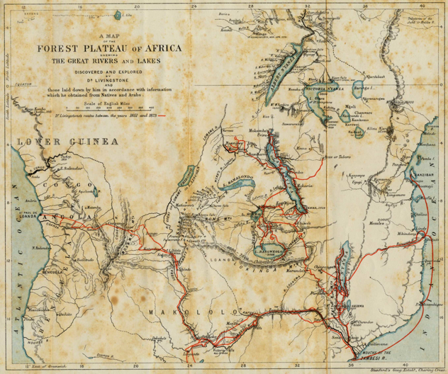 Map Livingstone Travels Africa