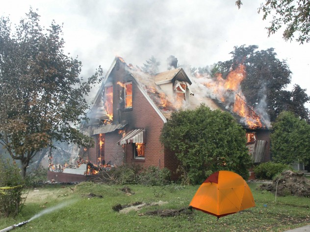 Tent and Burning House