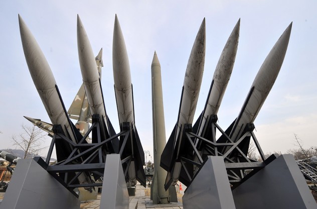 Replicas of a North Korean Scud-B missil