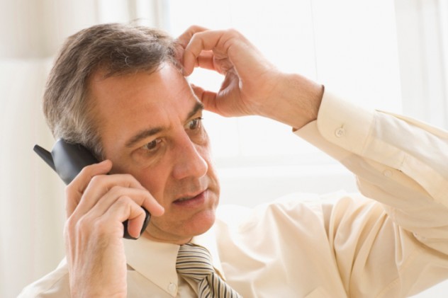 Close-up of a businessman talking on the phone