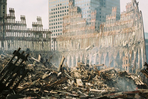 WTC-Wreckage-exterior_shell_of_south_tower