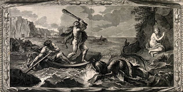 Hercules_rescuing_Hesione_from_a_sea-monster._Engraving._Wellcome_V0036065