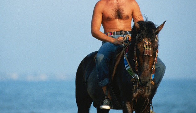 'Naked' Man on Horse