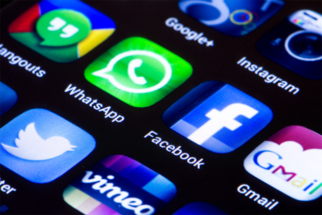BELGRADE - JUNE 23, 2014 Popular social media icons whatsapp fac