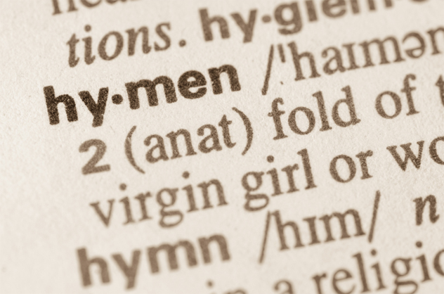 Dictionary definition of word hymen