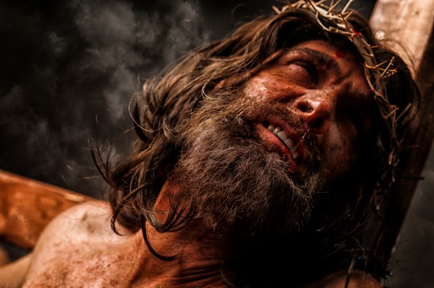Jesus Christ on cross in pain