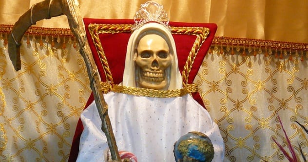 Santa Muerte Our Lady Of Holy Death Pendant Necklace – 24" Gold Cuban Chain – Unisex