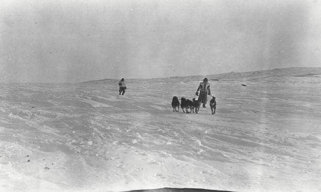 Inuit people with dogs and seals, representing the Arctic setting of the Inupasugjuk legend