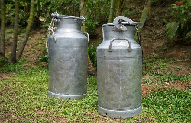 Old milk cans similar to those used to hide valuables during WWII
